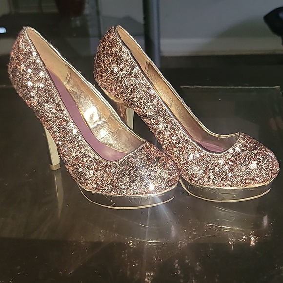 Woman's Madden Girl Light Pink Glitter Heels - Picture 2 of 4